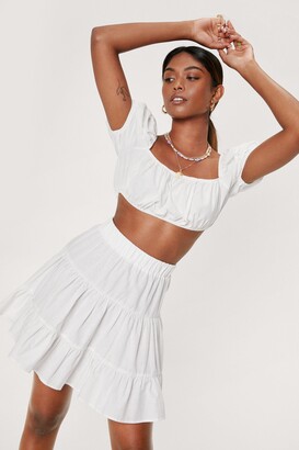 Nasty Gal Womens Linen Tiered High Waisted Mini Skirt - White - 14 -  ShopStyle