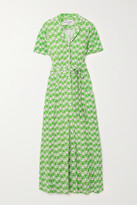 Thumbnail for your product : HVN Maria Belted Printed Jersey Midi Dress - Green