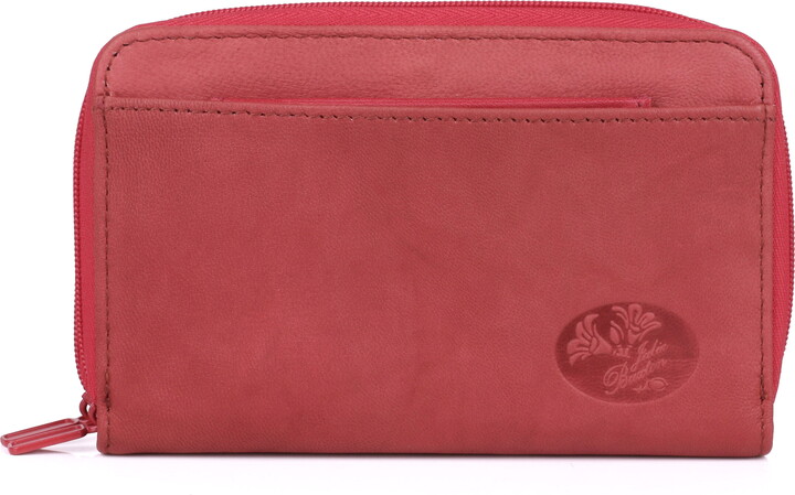 Julia Buxton Women’s Heiress Double Zip Organizer Leather, Red