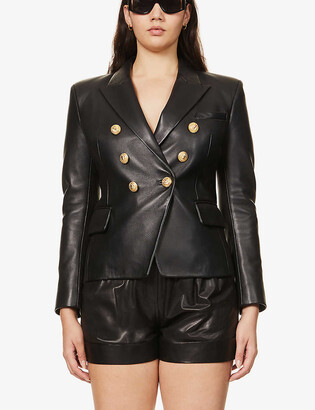 balmain blazer leather