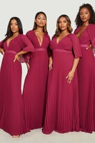 Thumbnail for your product : boohoo Plus Pleated Cape Bridesmaid Maxi Dress