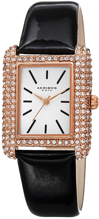 Akribos XXIV Women's Genuine Patent Leather Watch