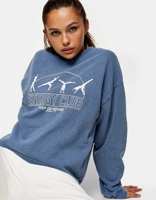 Topshop energy sweatshirt in washed blue - ShopStyle