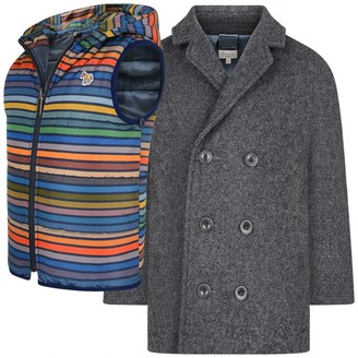 Paul Smith JuniorBoys Grey Wool 2 In 1 Pierrrot Coat
