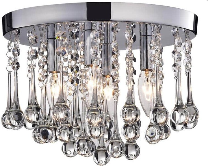 DESwan 11.8 in 4-Light Chrome Flush Mount