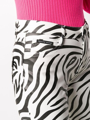 Philipp Plein High-Waisted Zebra Print Trousers