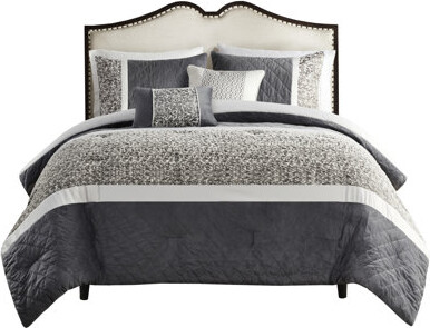 huibaoxiang Textured Stripe Bedding Full/Queen 5 Pieces   Washable Fabric Piece Comforter  Full/Queen Size Easy To Care
