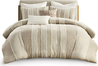 Kivaritio And White Striped Cotton Duvet Cover For Full/Queen With Button Closure 3 Piece Alternating Lines Inner Ties