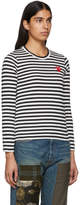 Thumbnail for your product : Comme des Garcons Play Play Black and White Striped Heart Patch T-Shirt
