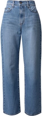 Womens Clothing Jeans Straight-leg jeans Nobody Denim Denim Lou Distressed High-rise Straight-leg Jeans in Blue 