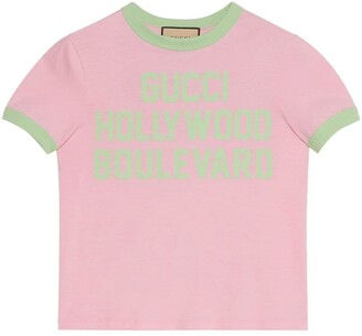 doe alstublieft niet klein worm Gucci cropped flocked-slogan T-shirt - ShopStyle