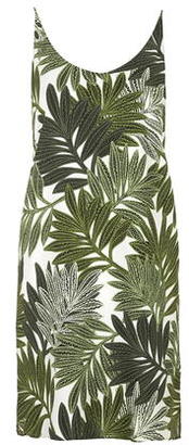 Topshop Womens PETITE Palm Leaf Print Slip Dress - Green