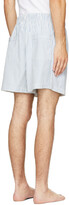 Thumbnail for your product : Tekla White & Blue Poplin Striped Pyjama Shorts