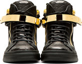 Thumbnail for your product : Giuseppe Zanotti SSENSE EXCLUSIVE Black Snakeskin London Sneakers