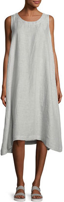 eskandar Melange Handkerchief Linen Sleeveless Dress, Gray Pattern