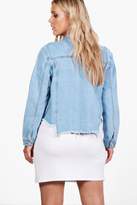 Thumbnail for your product : boohoo Plus Betsy Floral Ripped Denim Jacket