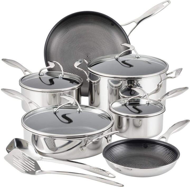 Circulon Steelshield C Series 10-Piece Stainless Steel Nonstick Cookware Set Silver