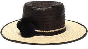 Sophie Anderson Pompom-Embellished Two-Tone Straw Hat