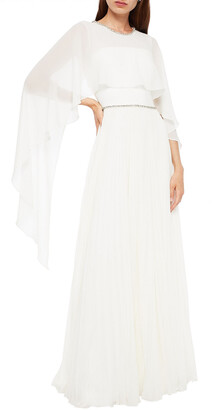 Jenny Packham Bloom Cape-back Embellished Chiffon Bridal Gown