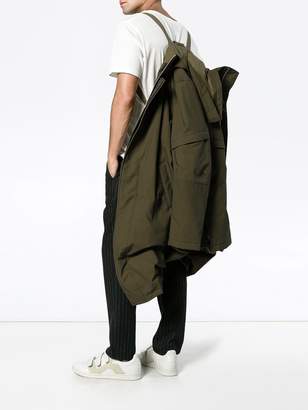 Helmut Lang Khaki Green flat hood coat