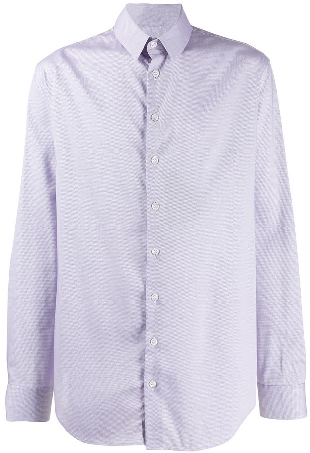 YUNY Mens Regular-Fit Long Sleeve Heart Printing Peaked Collar 3D Shirts Purple S