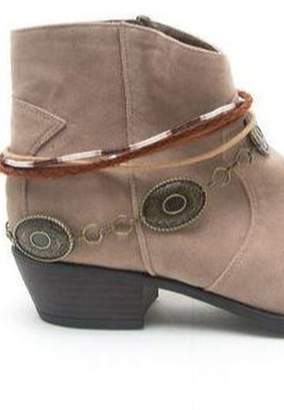 Qupid Taupe Faux Suede Anklet Bootie