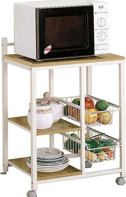 Latitude Run Contemporary White Kitchen Cart Spacious Top Shelf For Appliances Storage  4 Mobile Element Large Appliance Shelf Mobile Modern