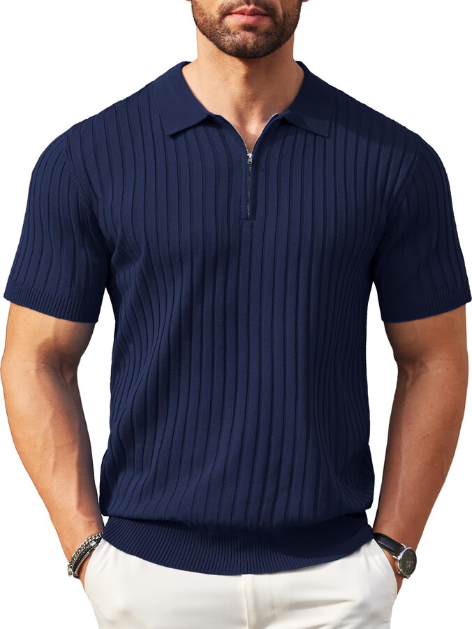 Clothing Mens Zip Up T Shirt Polo Tee Shirt For Men Cotton New