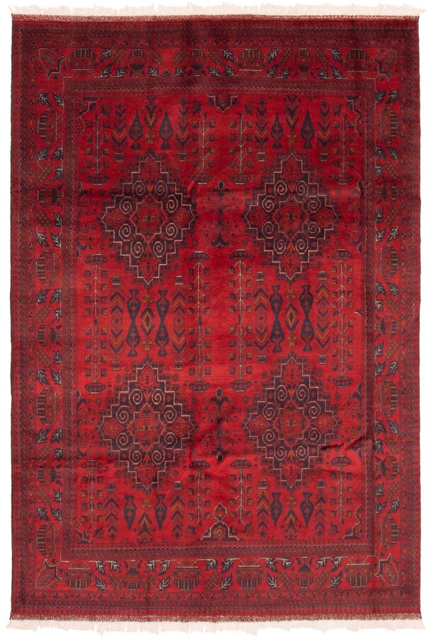 eCarpet Gallery Area Rug for Living Room Finest Khal Mohammadi Traditional Red Rug 4'1 x 6'4 Hand-Knotted Wool Rug 236286 Bedroom 