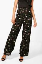 Thumbnail for your product : boohoo Woven Floral Wide Leg Trousers
