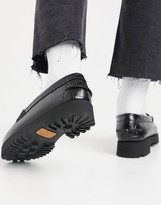Thumbnail for your product : G.H. Bass G H Bass Weejun Penny Plate flatform loafers in black croc