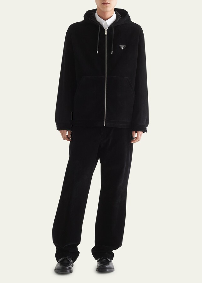 Prada Men's Velvet Denim Hooded Blouson Jacket - ShopStyle