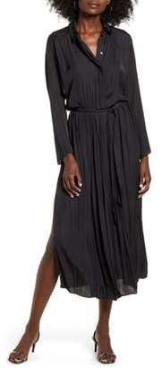 topshop satin pleat shirt dress