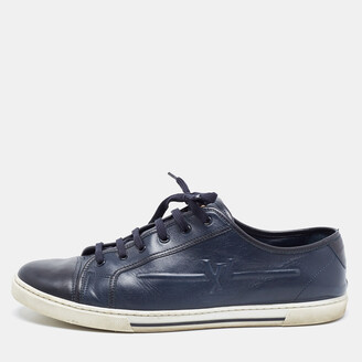 Men's Louis Vuitton Low Strap Sneaker Grey Blue Sz LV 7 Fashion Shoe