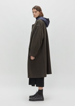 Y's Flannel Coat With Hooded Liner Khaki Size: JP 2