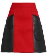 Thumbnail for your product : Coach Flared Leather And Brushed Wool-Blend Mini Skirt
