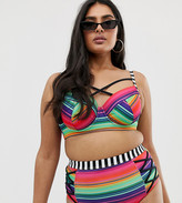 Thumbnail for your product : ASOS DESIGN curve supportive cupped bikini top in multi stripe print