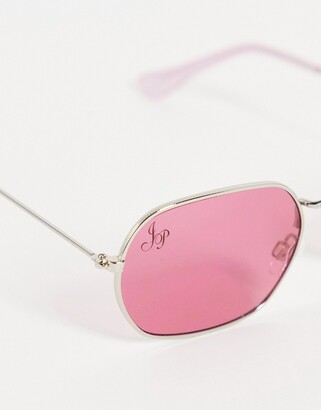 Jeepers Peepers oval metal sunglasses in pink