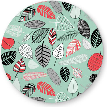 Begin Edition International Inc. Turquoise Leaf Patterns - Round Outdoor Area Rug for Home Decor