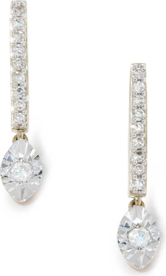 Zales Pear-Shaped Lab-Created Blue and White Sapphire Marquise Frame Line Drop Earrings in Sterling Silver