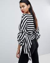 Thumbnail for your product : Missguided Striped Exaggerated Sleeve Wrap Top