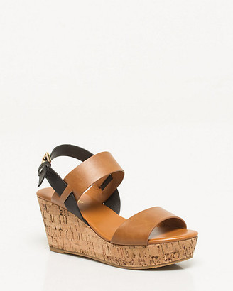 Le Château Faux Leather Double Band Wedge