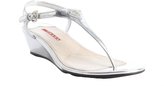 Thumbnail for your product : Prada silver leather thong strap wedge heel sandals