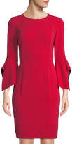 Thumbnail for your product : Taylor Bell-Sleeve Crepe Sheath Dress