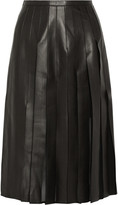 Thumbnail for your product : Burberry Pleated leather and silk-chiffon midi skirt