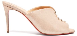 Christian Louboutin Predumule 85 Metallic Suede Mules - Womens - Nude Gold Christian Louboutin Predumule 85 Metallic Suede Mules - Womens - Nude Gold