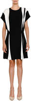 Thumbnail for your product : Stella McCartney Crewneck Bicolor Belted Stretch-Cady Short Dress