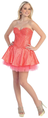 May Queen - Fancy Embroidered Sweetheart Taffeta A-line Short Dress MQ578