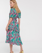 Thumbnail for your product : Lost Ink midi dress with drawstring detail and frill skirt in bright floral