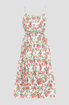 Rhode Resort Lea Gathered Floral-print Cotton-poplin Midi Dress